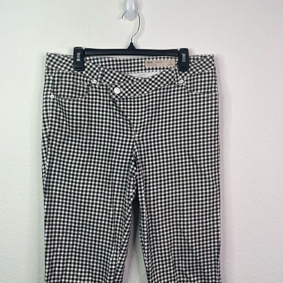 ASOS Denim Women’s Black White Gingham Crossover Front Pants 32/32 - Picture 2 of 7